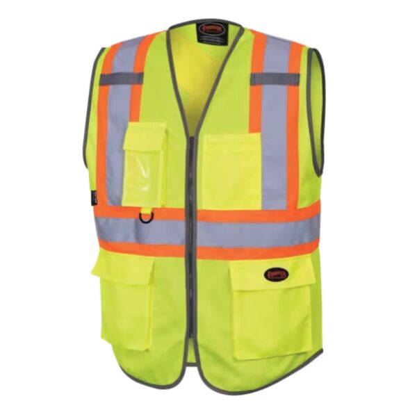 Hi-Vis Tricot Poly Safety Vest - Zipper Closure - Hi-Vis Yellow/Green Thumbnail